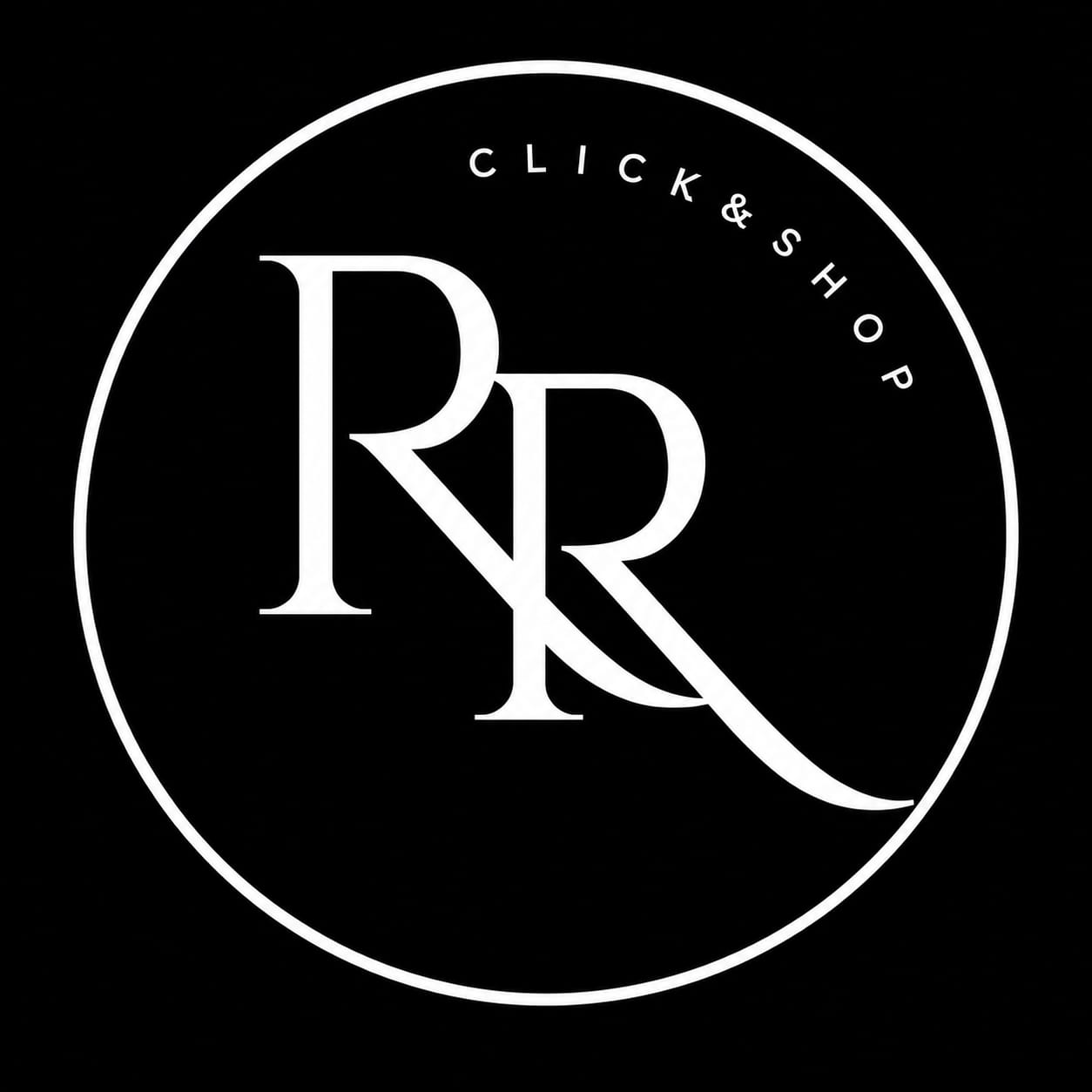 Rakesh Reddy Click & Shop logo with RR monogram.